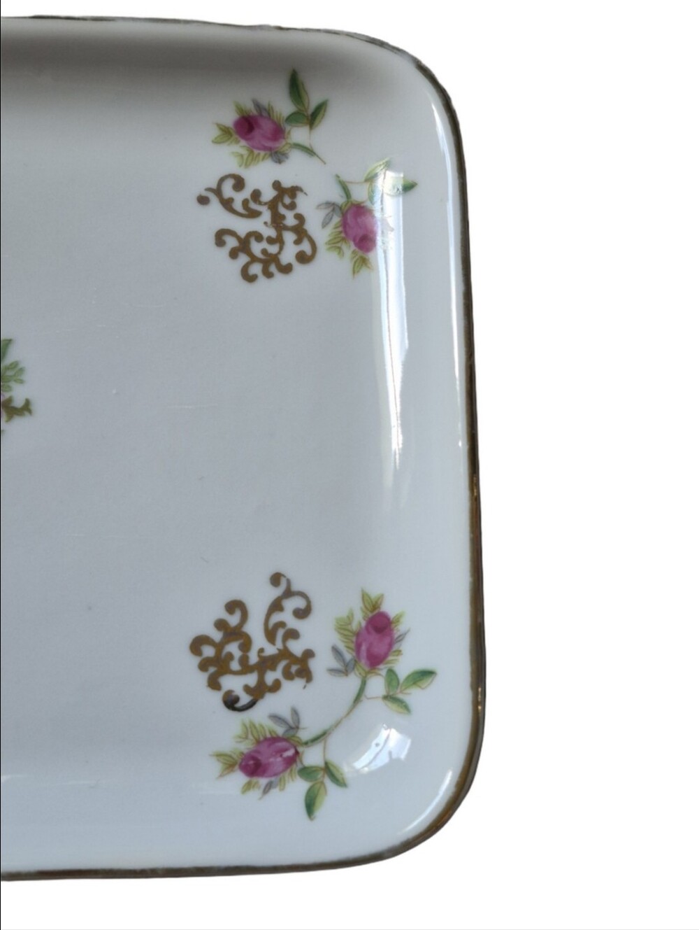Floral I.W. Rice Company Pink Rose Gold-Accented Porcelain Dresser Tray - Picture 6 of 10